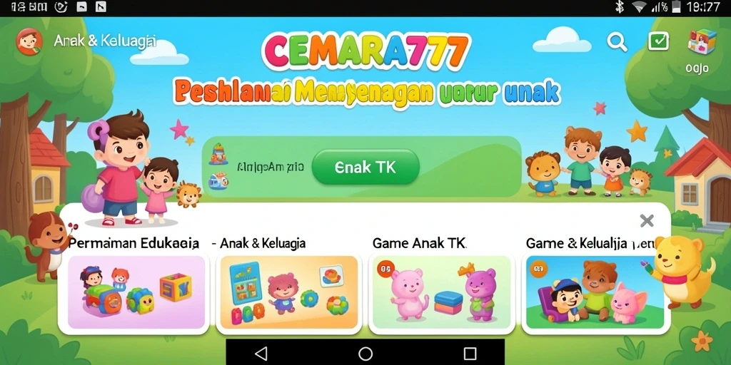 Antarmuka CEMARA777 yang ceria dan interaktif untuk anak-anak.