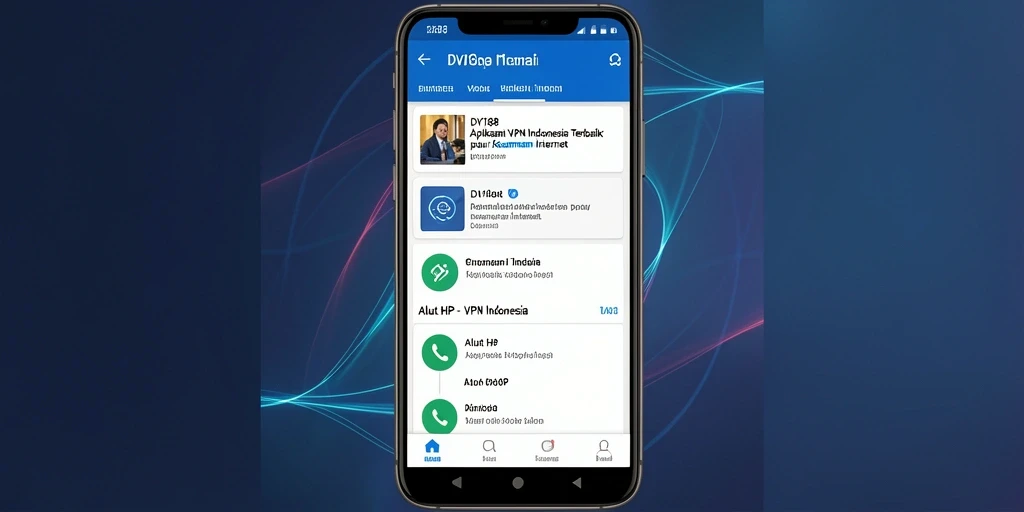 Tampilan antarmuka aplikasi DV188 dengan fitur VPN yang mudah digunakan.