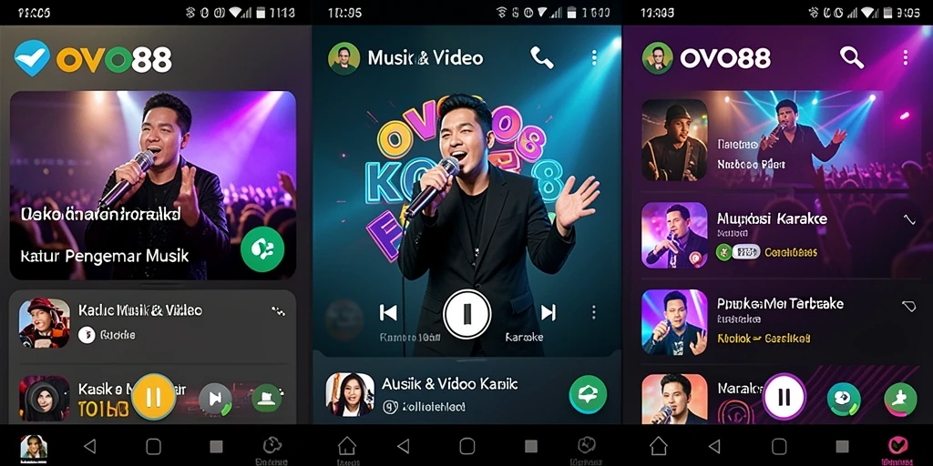 Tampilan antarmuka aplikasi OVO88 untuk karaoke yang menarik.