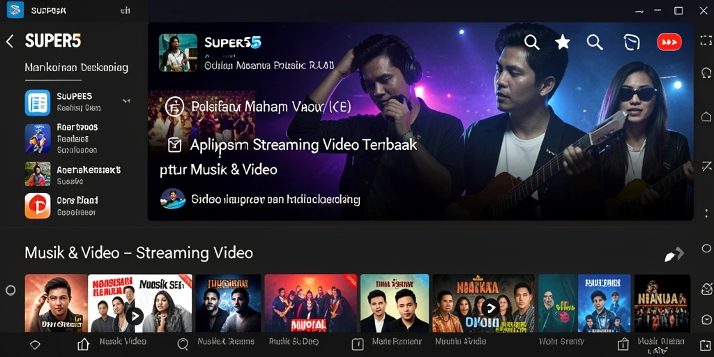 Tampilan antarmuka SUPER5 yang user-friendly untuk Streaming Video.