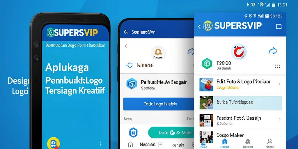 Tampilan antarmuka SUPERSVIP yang intuitif dalam pembuatan logo.